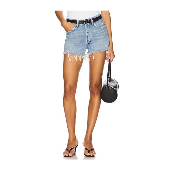 Agolde Parker Vintage Blue Cotton Cut Off Short Size 27 - Picture 1 of 5